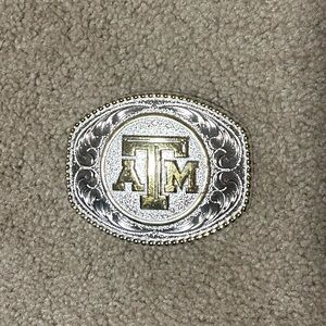 Silver and Gold Texas A&M Belt Buckle